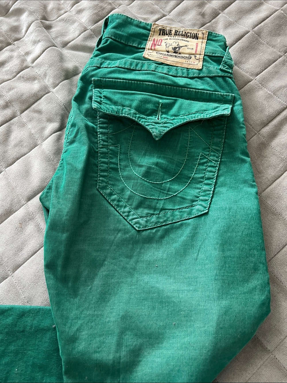 True Religion Emerald Green Back-Pocket Jeans